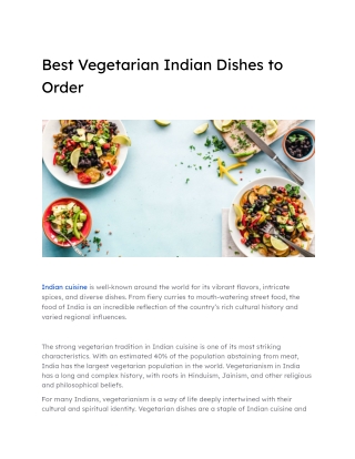 Best Vegetarian Indian Dishes to Order