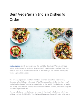 Best Vegetarian Indian Dishes to Order