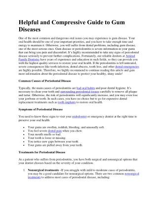 Helpful and Compressive Guide to Gum Diseases