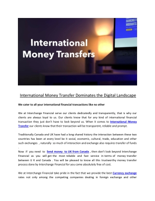International Money Transfer Dominates the Digital Landscape