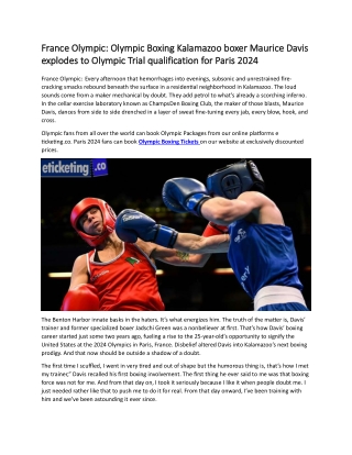 France Olympic Olympic Boxing Kalamazoo boxer Maurice Davis explodes to Olympic Trial qualification for Paris 2024