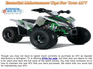 Essential Maintenance Tips For Your ATV