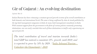 Gir of Gujarat: An evolving destination