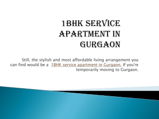 1BHK Service Apartment In GURGAON