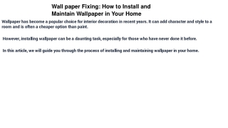 Wall paper Fixing: How to Install and Maintain Wallpaper in Your Home
