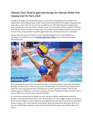 Olympic Paris Road to gold was bumpy for Olympic Water Polo Canada men for Paris 2024