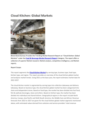 Cloud kitchen, Global Markets