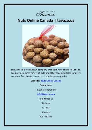 Nuts Online Canada  tavazo.us