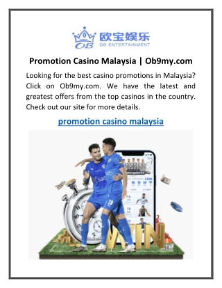 Promotion Casino Malaysia  Ob9my.com