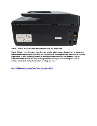 The HP OfficeJet Pro 6978 Printer