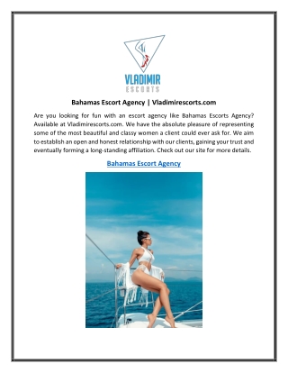 Bahamas Escort Agency  Vladimirescorts.com