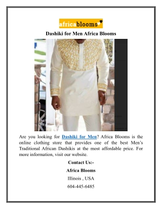 Dashiki for Men Africa Blooms