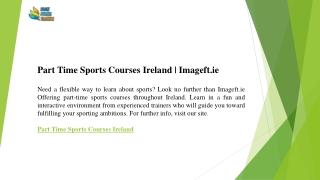 Part Time Sports Courses Ireland  Imageft.ie