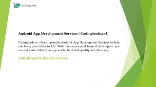 Android App Development Services  Codinglords.co