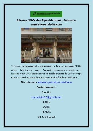 Adresse CPAM des Alpes Maritimes Annuaire-assurance-maladie