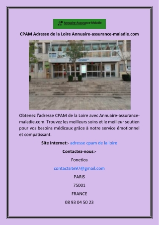 CPAM Adresse de la Loire Annuaire-assurance-maladie