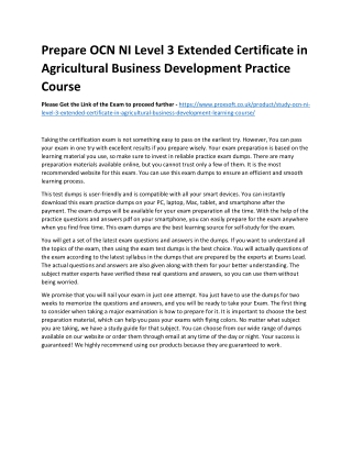 Prepare OCN NI Level 3 Extended Certificate in Agricultural Business Development