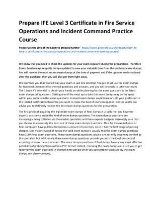 Prepare IFE Level 3 Certificate in Fire Service Operations and Incident Command
