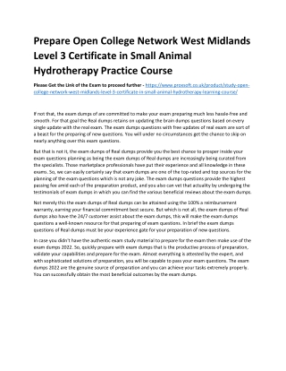 Prepare Open College Network West Midlands Level 3 Certificate in Small Animal H