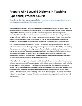 Prepare ATHE Level 6 Diploma in Teaching (Specialist) Practice Course