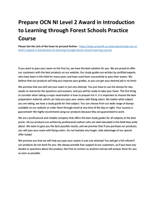 Prepare OCN NI Level 2 Award in Introduction to Learning through Forest Schools