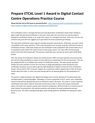 Prepare ETCAL Level 1 Award in Digital Contact Centre Operations Practice Course