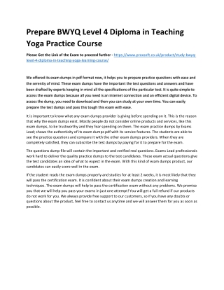 Prepare BWYQ Level 4 Diploma in Teaching Yoga Practice Course