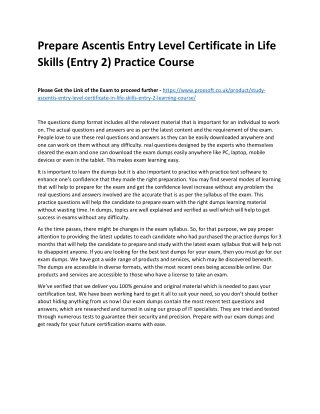 Prepare Ascentis Entry Level Certificate in Life Skills (Entry 2) Practice Cours