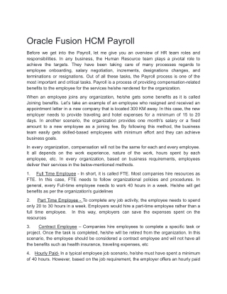 Oracle Fusion HCM Payroll