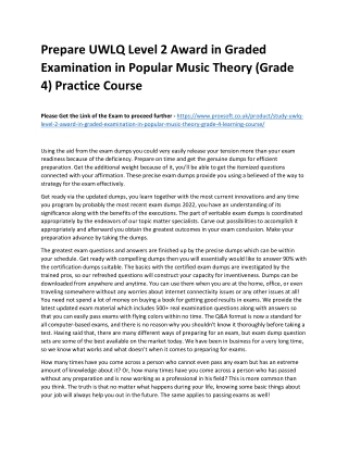 Prepare UWLQ Level 2 Award in Graded Examination in Popular Music Theory (Grade