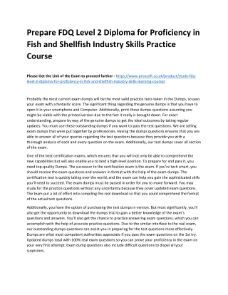 Prepare FDQ Level 2 Diploma for Proficiency in Fish and Shellfish Industry Skill