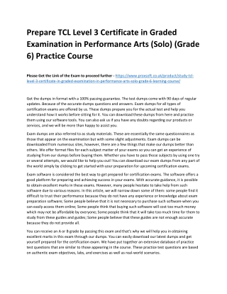 Prepare TCL Level 3 Certificate in Graded Examination in Performance Arts (Solo)