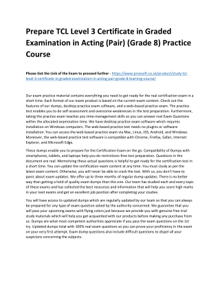 Prepare TCL Level 3 Certificate in Graded Examination in Acting (Pair) (Grade 8)