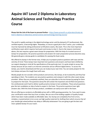 Aquire IAT Level 2 Diploma in Laboratory Animal Science and Technology Practice