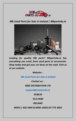 Mb Used Parts for Sale in Ireland  Mbparts4u.ie