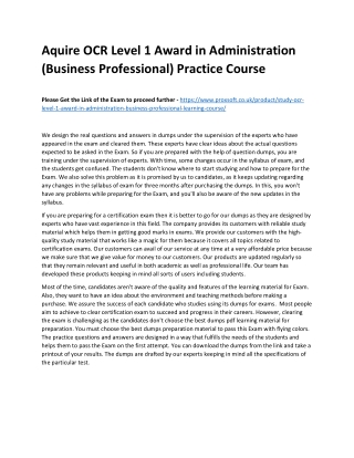 Aquire OCR Level 1 Award in Administration (Business Professional) Practice Cour