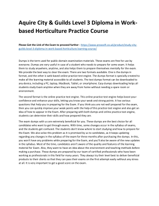 Aquire City & Guilds Level 3 Diploma in Work-based Horticulture Practice Course