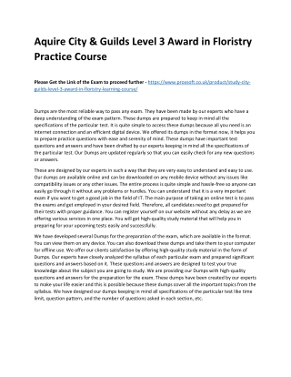 Aquire City & Guilds Level 3 Award in Floristry Practice Course