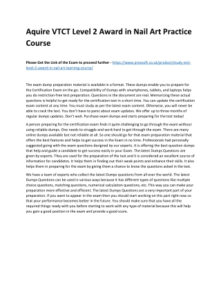 Aquire VTCT Level 2 Award in Nail Art Practice Course