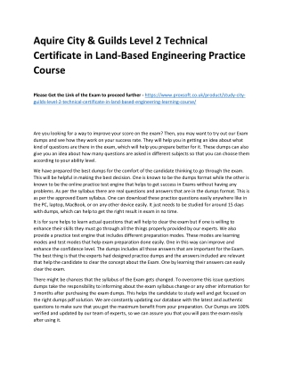 Aquire City & Guilds Level 2 Technical Certificate in Land-Based Engineering Pra