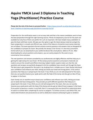 Aquire YMCA Level 3 Diploma in Teaching Yoga (Practitioner) Practice Course