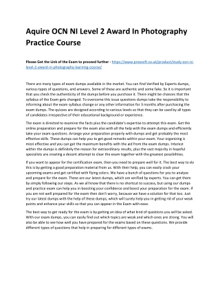 Aquire OCN NI Level 2 Award In Photography Practice Course
