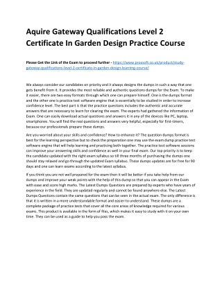 Aquire Gateway Qualifications Level 2 Certificate In Garden Design Practice Cour