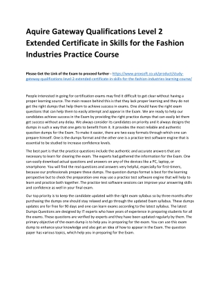Aquire Gateway Qualifications Level 2 Extended Certificate in Skills for the Fas