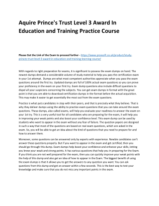 Aquire Prince's Trust Level 3 Award In Education and Training Practice Course