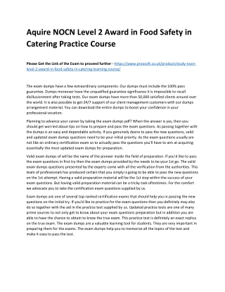 Aquire NOCN Level 2 Award in Food Safety in Catering Practice Course