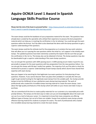 Aquire OCNLR Level 1 Award in Spanish Language Skills Practice Course