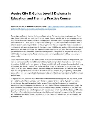 Aquire City & Guilds Level 5 Diploma in Education and Training Practice Course