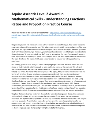 Aquire Ascentis Level 2 Award in Mathematical Skills - Understanding Fractions R