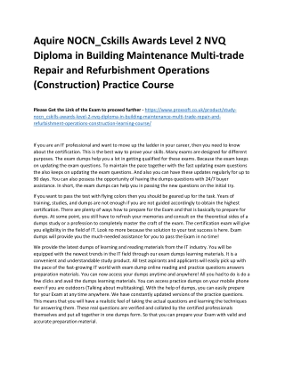 Aquire NOCN_Cskills Awards Level 2 NVQ Diploma in Building Maintenance Multi-tra